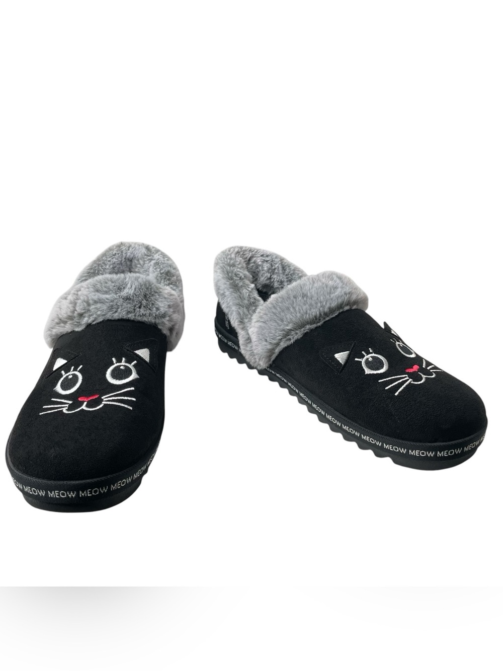 Skechers BOBS Meow Black Slippers Womens Size 11 EUR 41 Slip Ins Cat